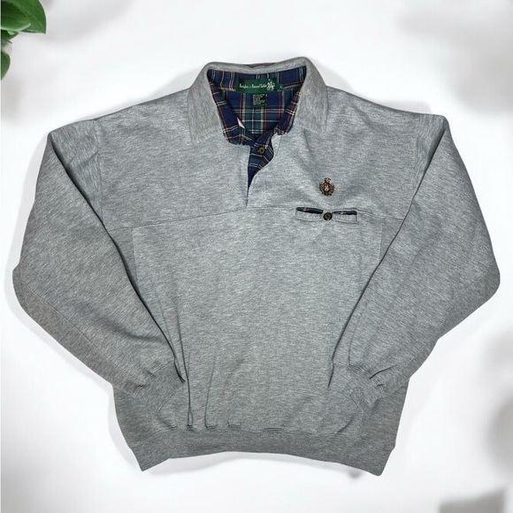 Vintage 90s Knights of The Roundtable Crest Embroidered Chest Pocket Sweatshirt - Picture 1 of 9